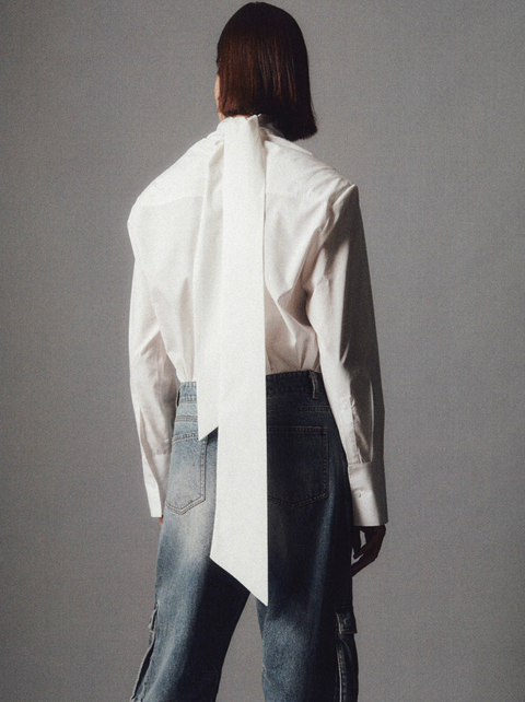 Courtney Zheng Tie Back Poplin Shirt – White