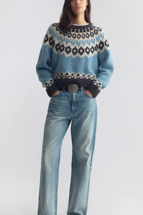 Nili Lotan Isaline Fair Isle Cashmere Sweater – Iceberg Blue