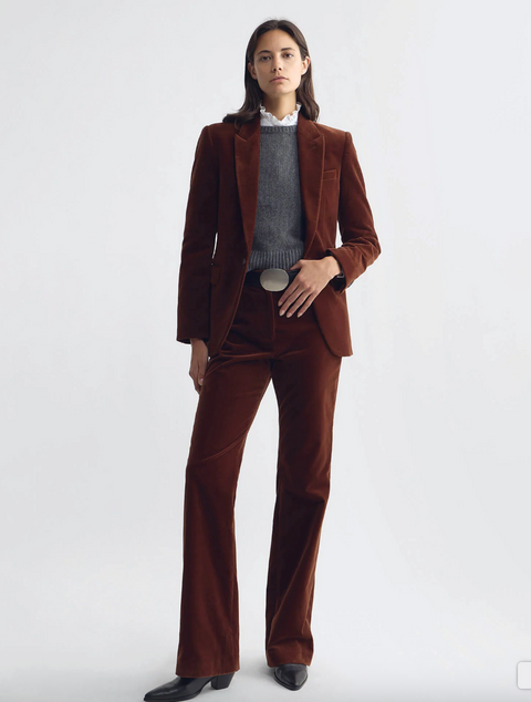 Nili Lotan Corette Velvet Pant – Burnt Sienna
