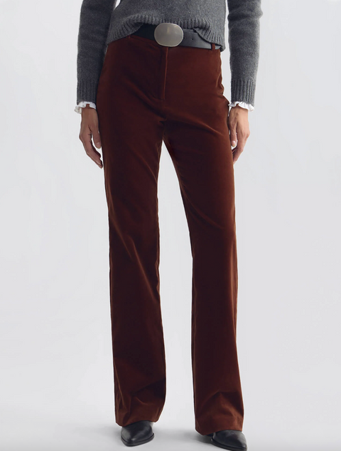 Nili Lotan Corette Velvet Pant – Burnt Sienna