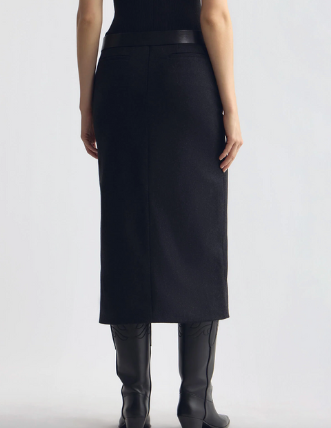 Nili Lotan Mariha Wool Skirt – Dark Charcoal