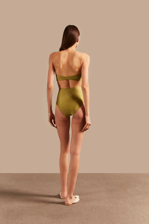 High Waisted Bandeau Bikini - Pistachio
