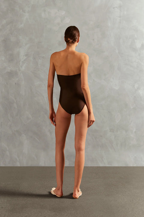 Waves Strapless Swimsuit - Coffee