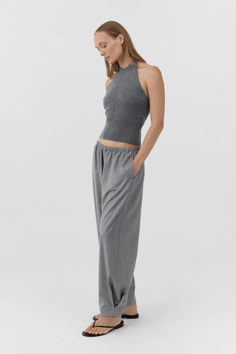 St. Agni Cashmere Halter Top in Smoked Melange