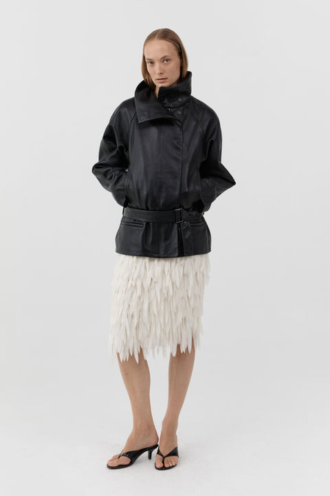 St. Agni Fringe Midi Skirt in Talco