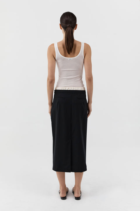 St. Agni Layered Waist Column Skirt in Black