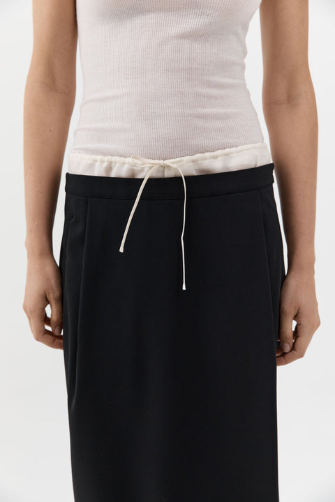 St. Agni Layered Waist Column Skirt in Black