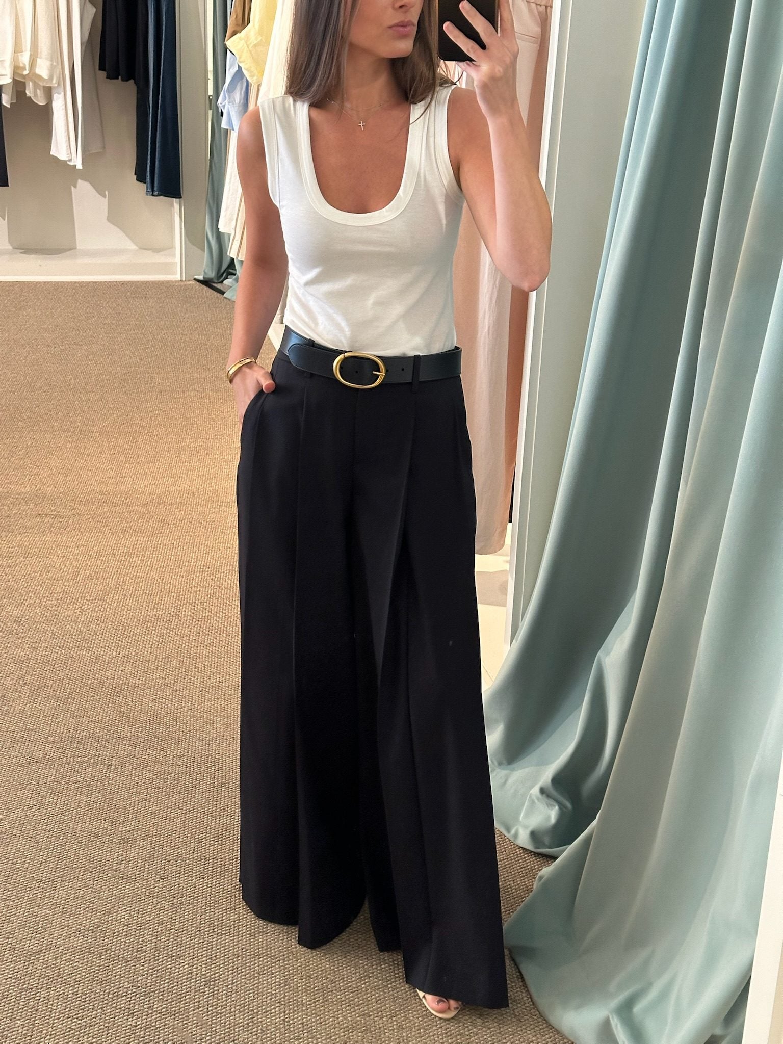 Cotton Tank, Wide-Leg Trouser