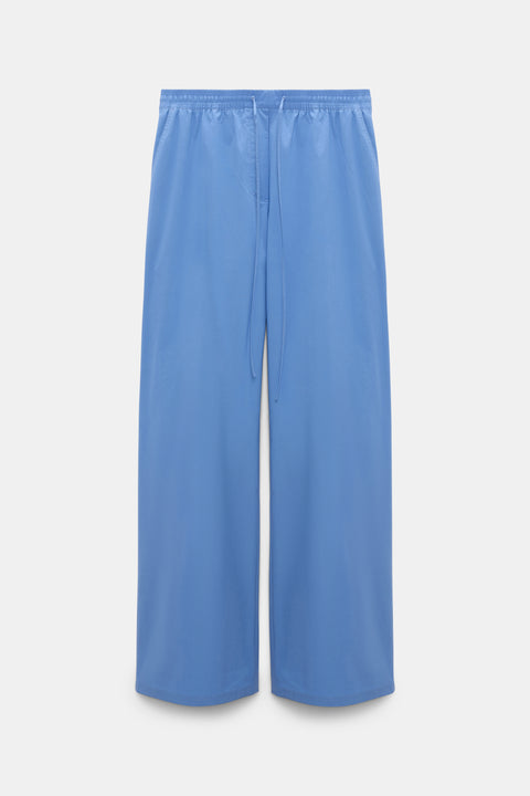 Relaxed Cotton Poplin Pants - Azure Blue