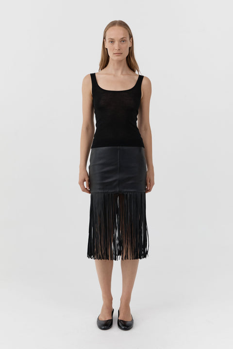 St. Agni Superfine Merino Wool Tank in Black