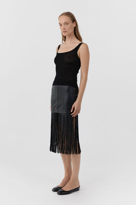 St. Agni Superfine Merino Wool Tank in Black